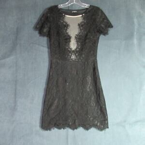 Storia Dress Womens Small Black Lace Short Sleeve Dark Romance Gothic Cocktail